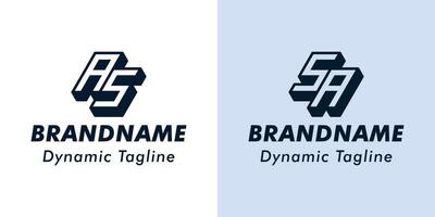 Letter AS and SA 3D Monogram Logo. Suitable for business with AS or SA initials vector