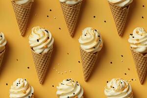 AI generated Incorporate a variety of waffle cones with different ice cream flavors. AI Generated photo