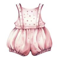 AI generated Pink baby girl romper in watercolors on a white background. AI Generated photo