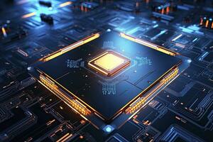 AI generated Futuristic central processor unit. Powerful Quantum CPU motherboard. AI Generated photo