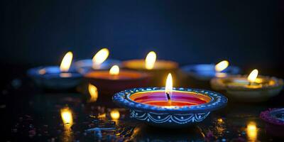 AI generated Happy Diwali. Diya oil lamps were lit during the celebration. AI Generated photo