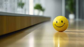 AI generated A Yellow Smiling Ball Can Promote a Positive Work Environment. Generative AI photo