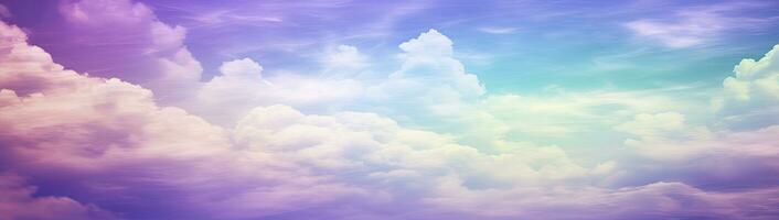 AI generated Rainbow sky with fluffy clouds. Multicolored toned sky. AI Generated. photo