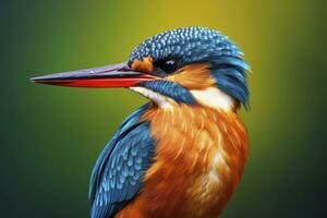 AI generated Kingfisher sitting on the tree branch. AI Generated photo