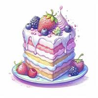 AI generated Set of Cake piece illustration on white background. AI Generated photo