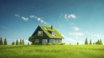 AI generated Green and environmentally friendly housing concept. AI Generated photo