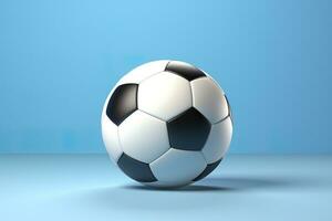 AI generated soccer ball on light blue background. Generative AI photo