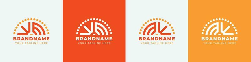 Letter MW and WM Sunrise  Logo Set, suitable for any business with MW or WM initials. vector