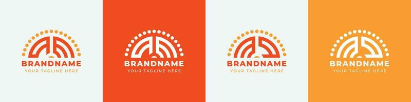 Letter MQ and QM Sunrise  Logo Set, suitable for any business with MQ or QM initials. vector