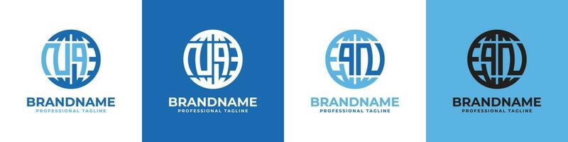 Letter NQ and QN Globe Logo Set, suitable for any business with NQ or QN initials. vector