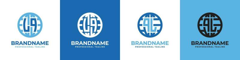 Letter LQ and QL Globe Logo Set, suitable for any business with LQ or QL initials. vector