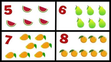 learn Number counting and fruits name for kids rhymes preschool education learning video