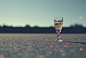 AI generated an empty beer glass sitting on a soccer field photo