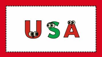 funny lettering animation that says usa video