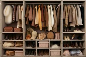 AI generated are organized neatly in a closet photo