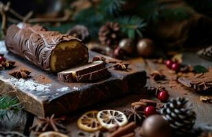 ai generado chocolate Navidad rodar foto