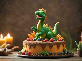 linda dinosaurio pastel para niños foto