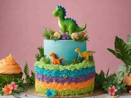 dinosaurio temática pastel para niños foto