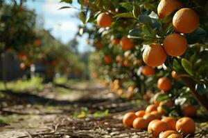 ai generado naranja granja en California foto