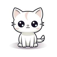ai generado linda kawaii gato clipart icono blanco antecedentes. ai generado foto