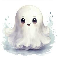 AI generated The watercolor cute ghost on white background. AI Generated photo