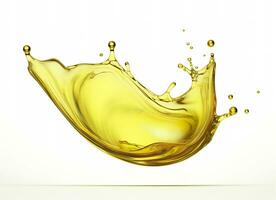 AI generated Olive or engine oil splash, cosmetic serum liquid isolated on white background. Generative AI photo