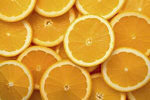 AI generated Orange fruit slices citrus arrangement full frame background. AI Generated photo