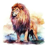 AI generated Watercolor Lion on a white background. For T-shirt Design. AI Generated photo