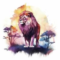 AI generated Watercolor Lion on a white background. For T-shirt Design. AI Generated photo