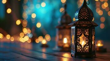 AI generated ramadan holiday background with copy space photo