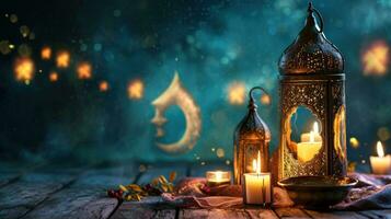 AI generated ramadan holiday background with copy space photo