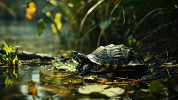 AI generated turtle in wild nature photo