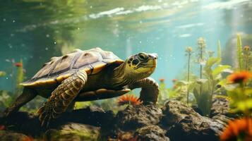 AI generated turtle in wild nature photo