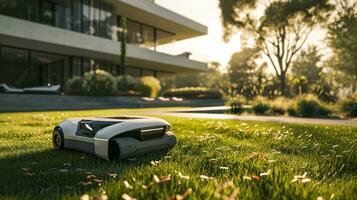 AI generated garden robotics robot on the yard photo