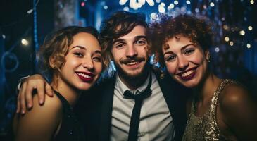 AI generated people posing for party pictures, photo