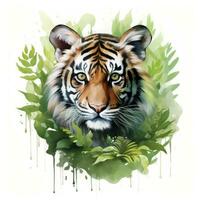 AI generated Watercolor Tiger for kids. AI Generated photo