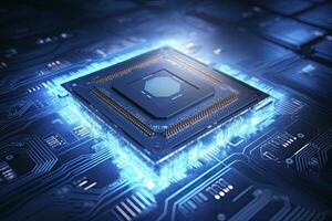AI generated Futuristic central processor unit. Powerful Quantum CPU motherboard. AI Generated photo
