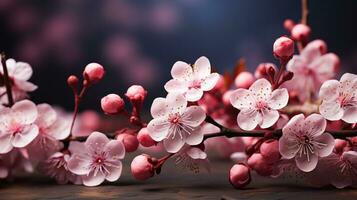 AI generated spring sakura background with copy space photo