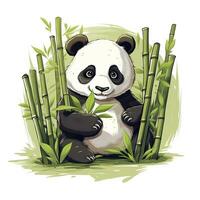 AI generated Cute panda in the middle of a bamboo forest. T-shirt design. AI Generated photo