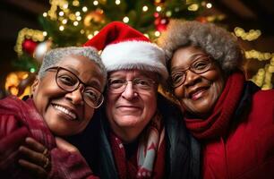 AI generated seniors showing their traditional holiday cheer photo