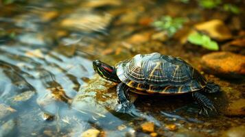 AI generated turtle in wild nature photo