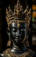 AI generated buddha head statue, photo