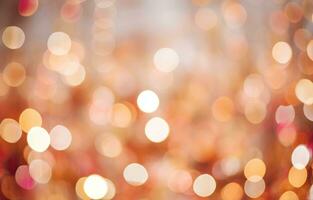 AI generated bokeh christmas lights red and orange blurry background, photo