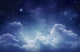ai generado espacio de noche cielo con nubes y estrellas. generativo ai foto