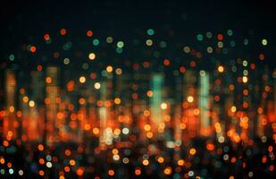 ai generado ciudad luces en ciudad en bokeh noche luces, foto