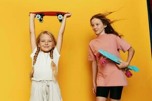 Cherishing Childhood. The Beautiful Bond of Young Girls Celebrating Friendship and Education in photo