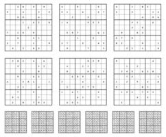 sudoku juego conjunto con respuestas vector