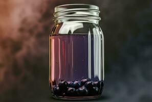 AI generated yogurt and jelly is in a jar with blueberries, photo