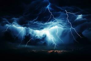 AI generated clouds and lightning on dark background photo