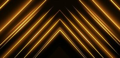 AI generated geometrical neon stripes with straight lines gold line background, photo